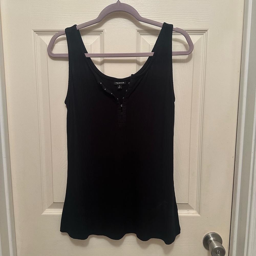 Torrid Black Tank Top with Button Detail